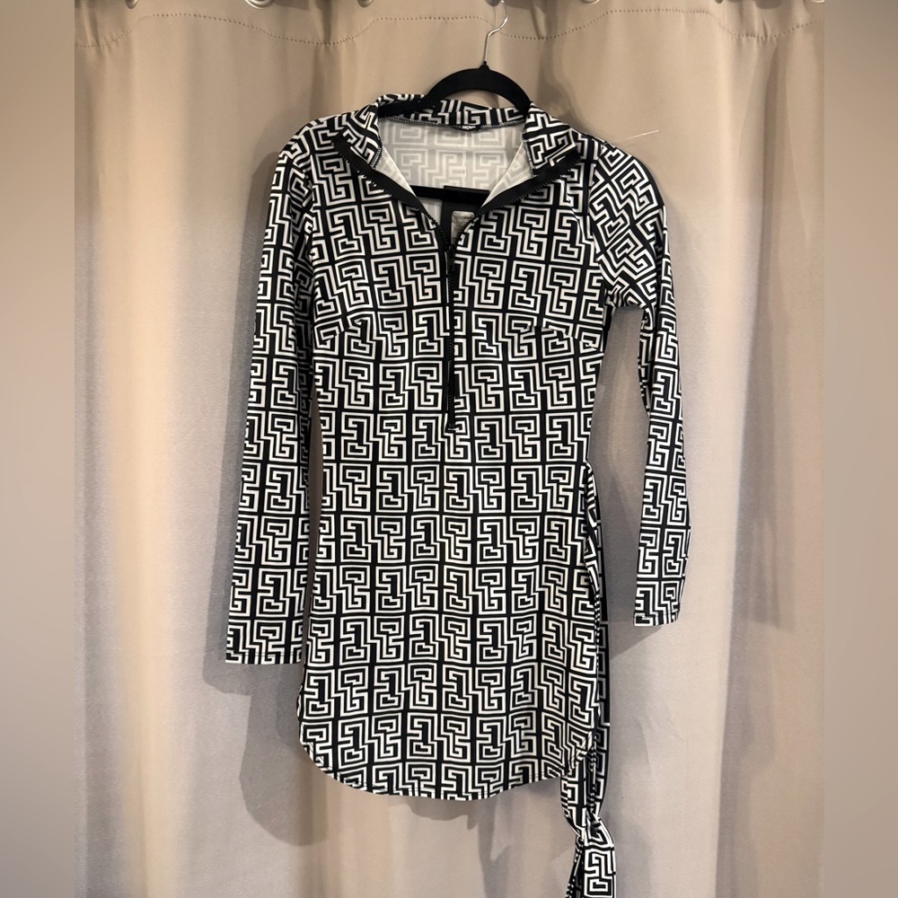 Fashion Nova Black and White Geometric Pattern Dress